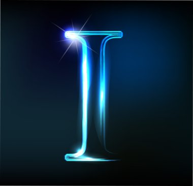 parlak neon yazı tipi. parlak harf ben