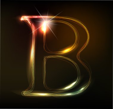 parlak neon yazı tipi. parlak mektup b