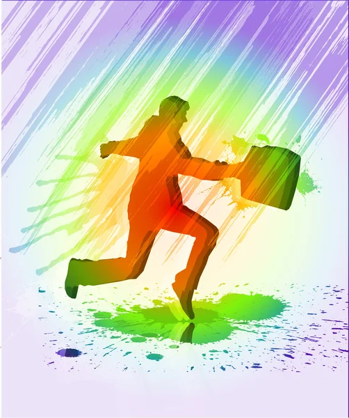 Man running in the rain. — Stock Vector