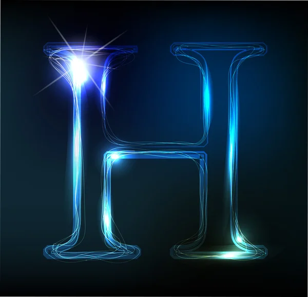 Glowing neon font. Shiny letter H — Stock Vector