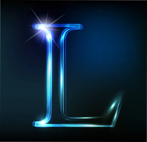 Glowing neon font. Shiny letter L — Stock Vector