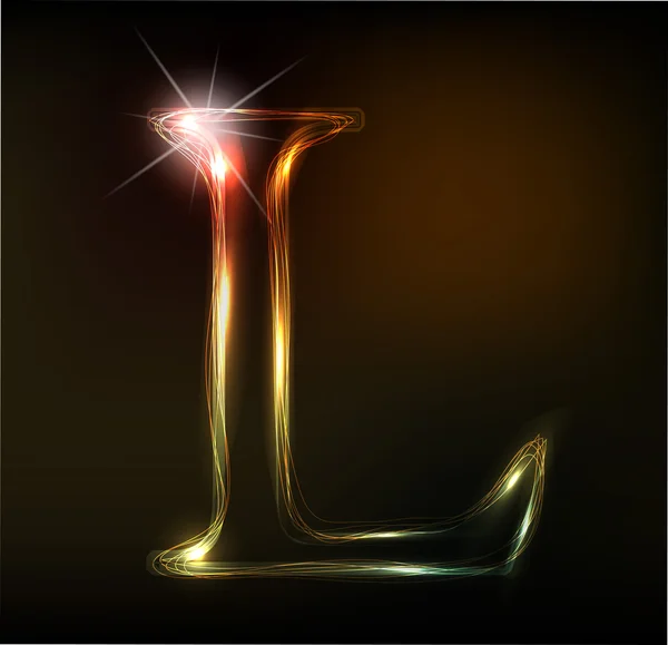 Светящий неоновый шрифт. Блестящая буква L — стоковый вектор