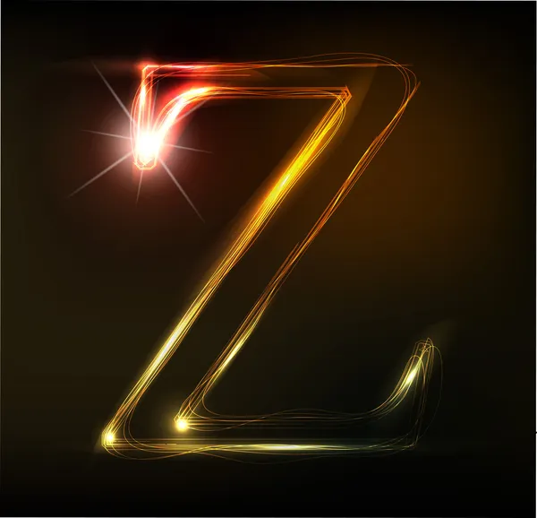 Glowing neon font. Shiny letter Z — Stock Vector