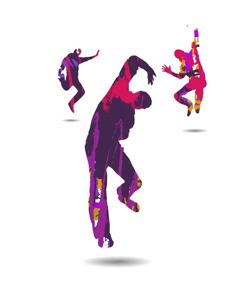 Silueta de chicos bailarines — Vector de stock