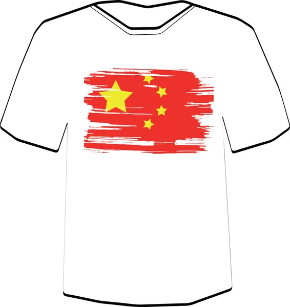 Drapeau chinois. Modèle de conception de T-shirt . — Image vectorielle