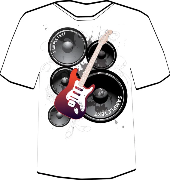 Chitarra divertente. Modello di design T-shirt . — Vettoriale Stock