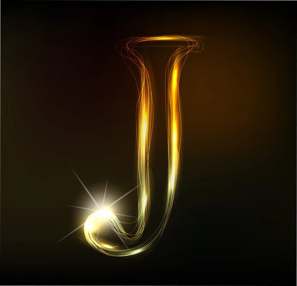 Glowing neon font. Shiny letter J — Stock Vector