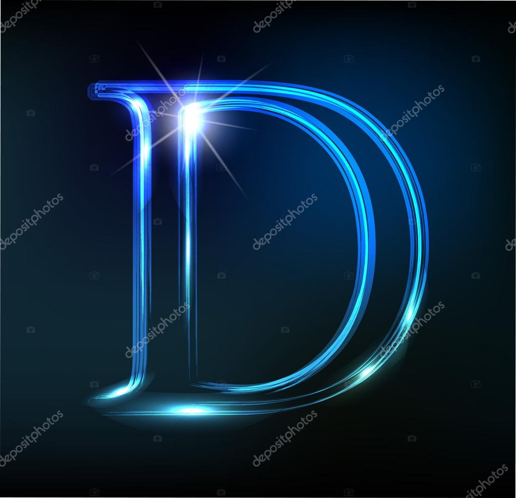 Blue Sparkly Letter D