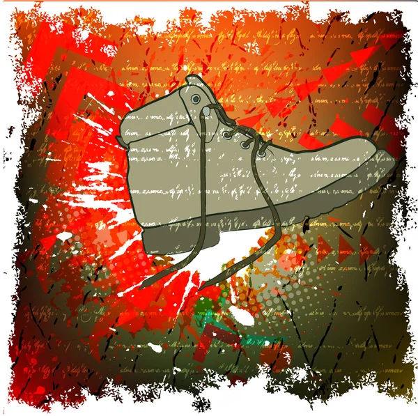Grunge 背景与鞋 — 图库矢量图片