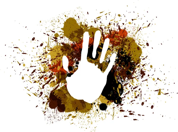 Impressions de la main sur l'encre éclaboussure colorée . — Image vectorielle