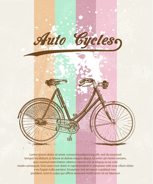 Old retro bicycle grunge background — Stock Vector