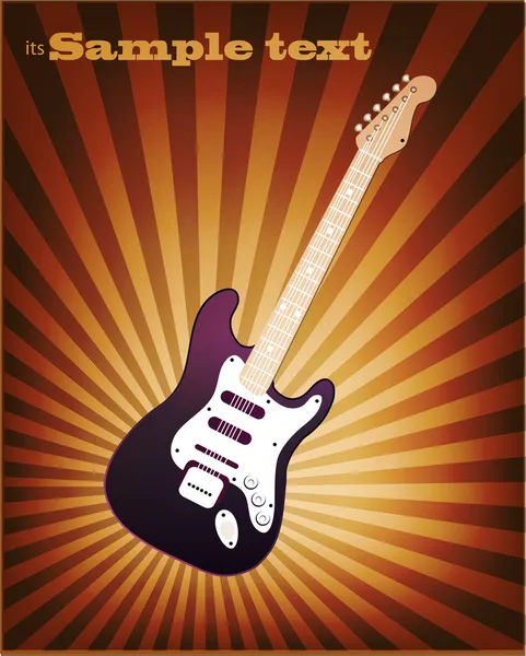 Fondo de música retro VECTOR con una guitarra eléctrica colorida — Archivo Imágenes Vectoriales