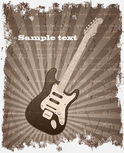 VECTOR retro Music Background with a grunge Electric Guitar — Stock Vector