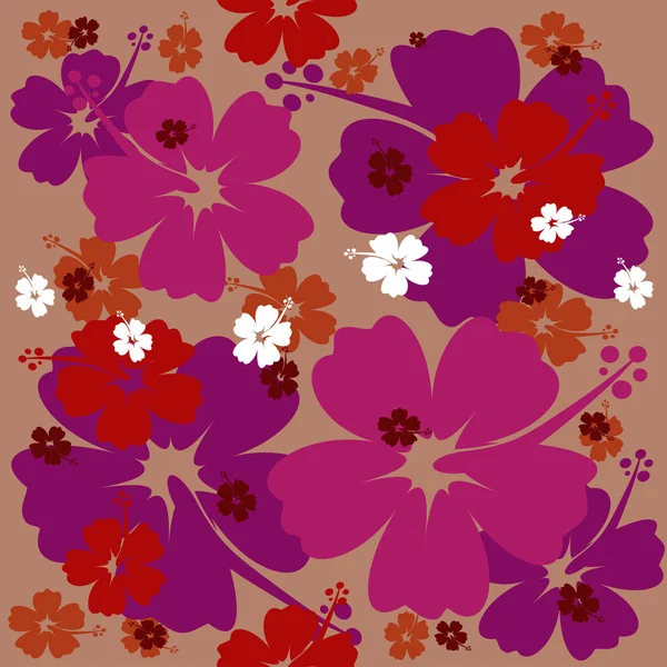 Hibiscus flor sin costura Fondo — Vector de stock