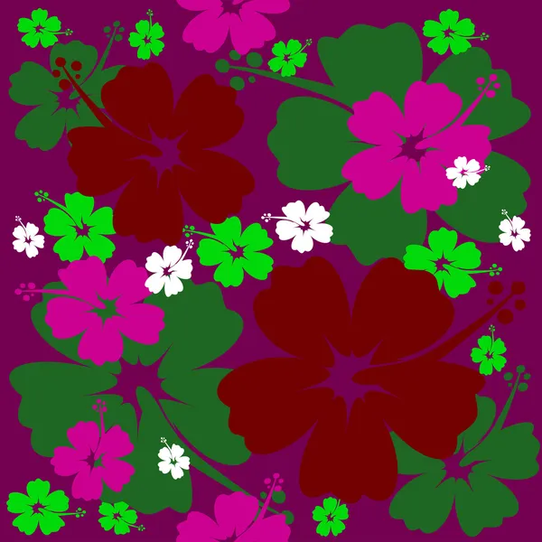Hibiscus flor sin costura Fondo — Vector de stock