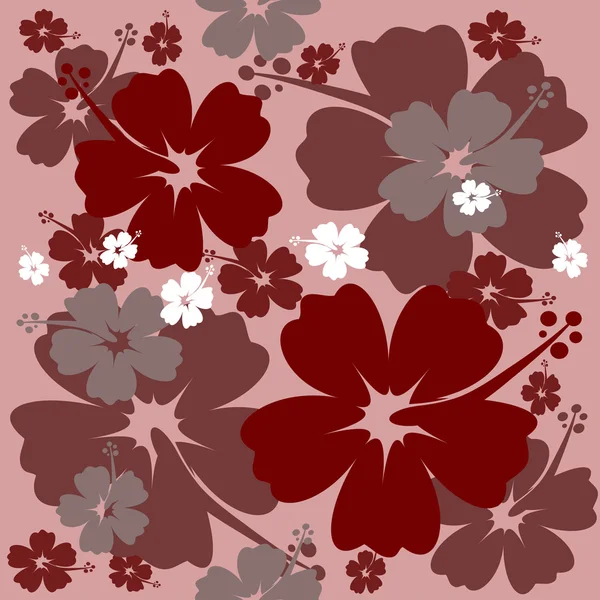 Hibiscus flor sin costura Fondo — Vector de stock