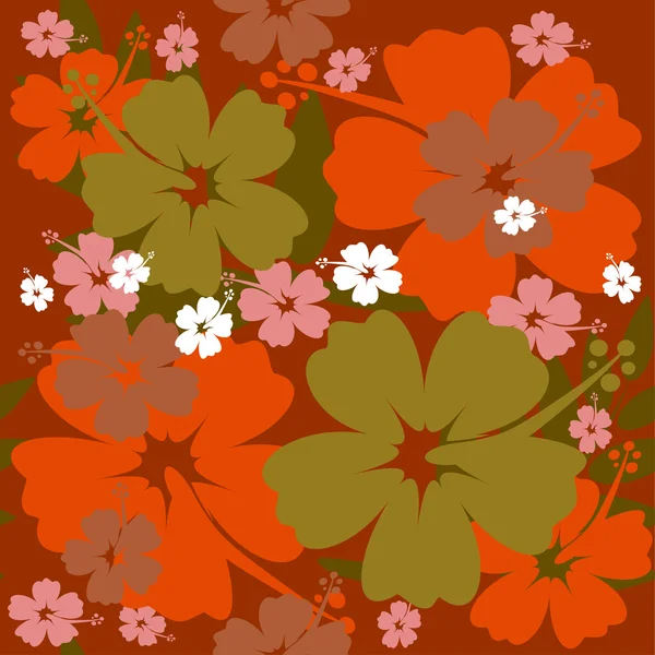 Hibiscus flor sin costura Fondo — Vector de stock