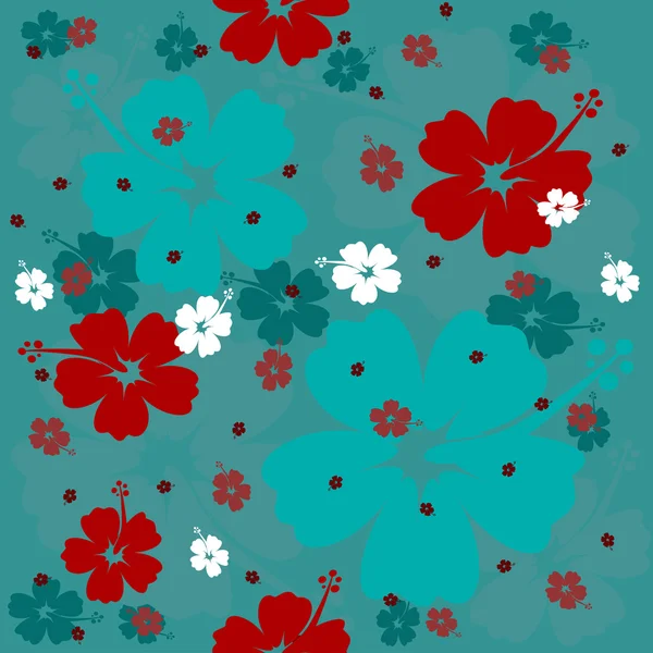 Hibiscus fleur fond sans couture — Image vectorielle