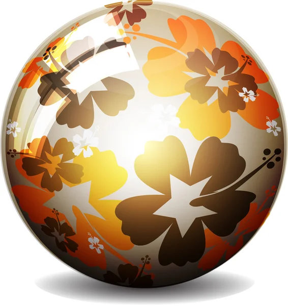 Glossy berwarna-warni bola dunia abstrak, dengan bunga - Stok Vektor