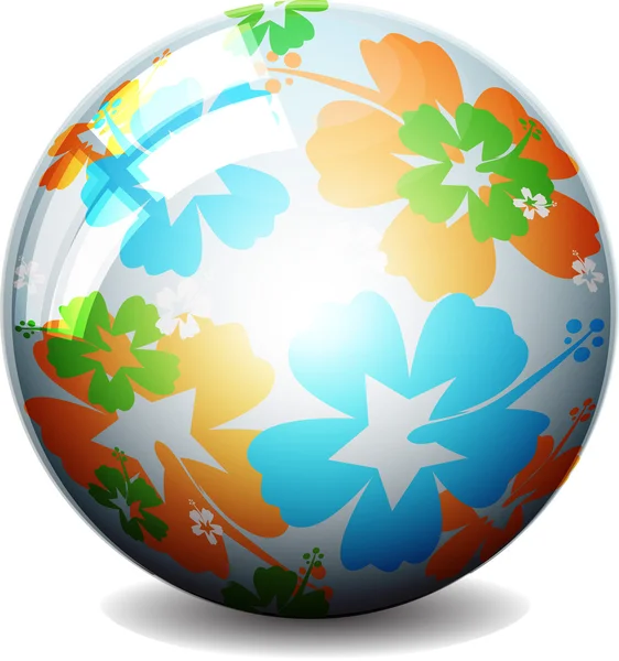 Glossy colorful abstract globe, with flowers — Stock Vector