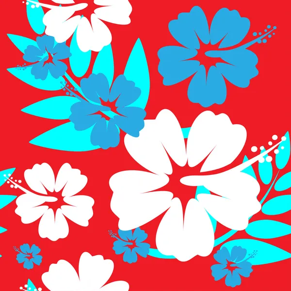 Fondo de flor de hibisco sin costuras — Vector de stock