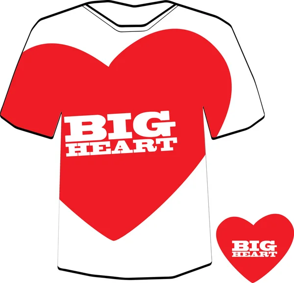 Šablona návrhu tričko velké srdce. — Stockový vektor