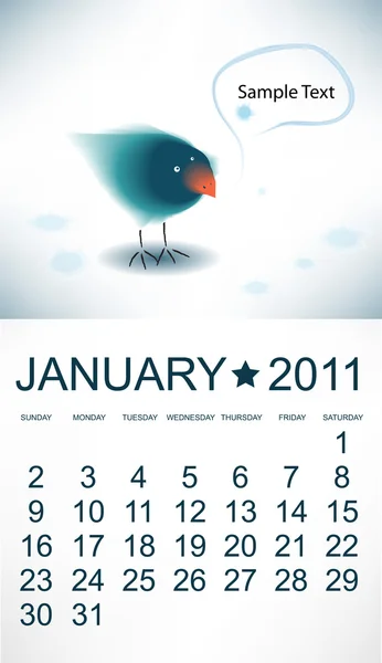 Calendrier 2011 Janvier — Image vectorielle