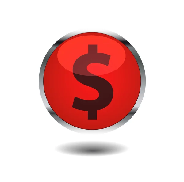 Červené tlačítko dolar — Stockový vektor