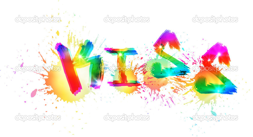 The word kiss for valentines day. Watercolor — Stock Vector © file404