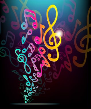 renkli müzik arka plan notları ile.