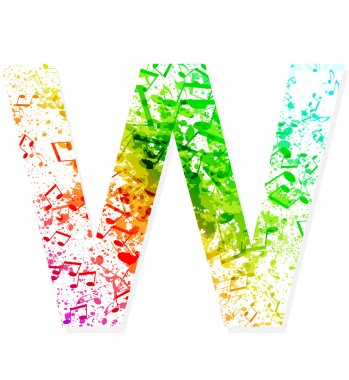 müzik teması grungy yazı. harf w