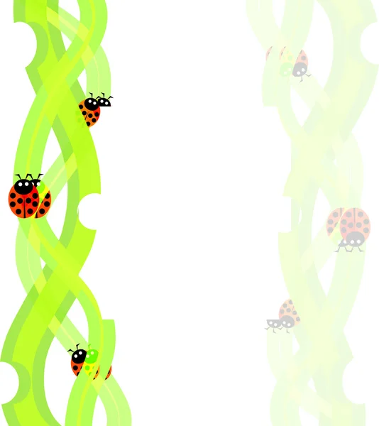 Ladybug และพื้นหลังหญ้า — ภาพเวกเตอร์สต็อก