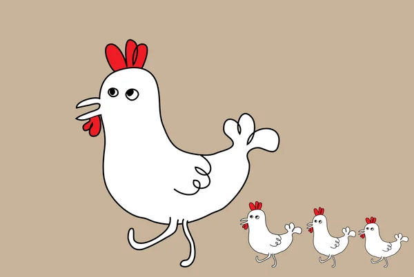 母鸡和小鸡 — 图库矢量图片