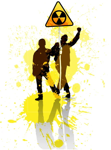 Affiche couleur grunge avec signe de danger — Image vectorielle