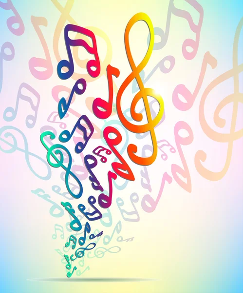 Fond musical coloré avec des notes . — Image vectorielle