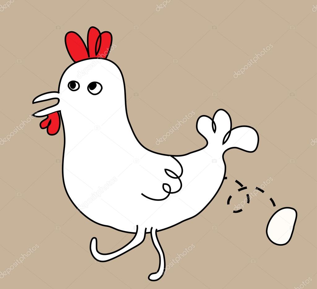 Happy cartoon chicken with egg.