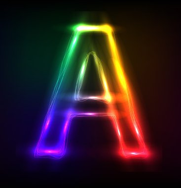 vektör alfabe. Neon harf bir