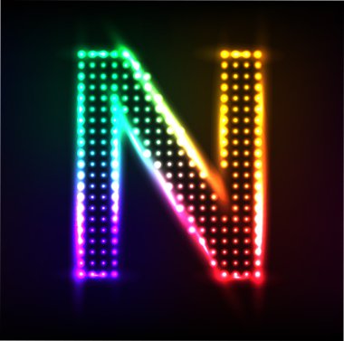 vektör disko alfabe. harf n