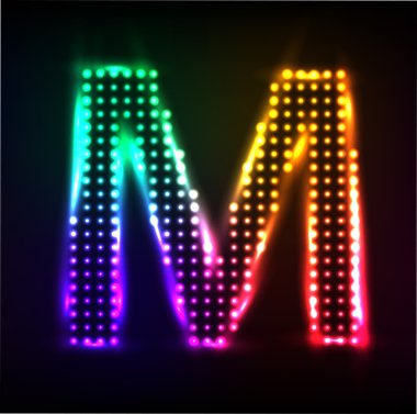 vektör disko alfabe. harf m