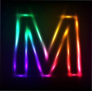 vektör alfabe. Neon harf m