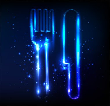 bıçak ve çatal neon tabela
