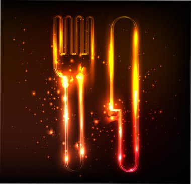 bıçak ve çatal neon tabela