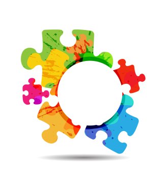 soyut puzzle şekli renkli tasarım.