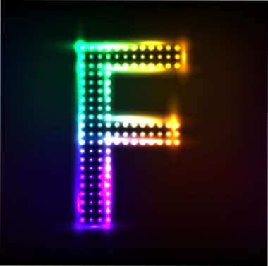 vektör disko alfabe. harf f