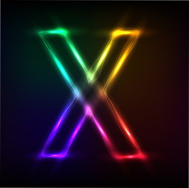 vektör alfabe. Neon harf x