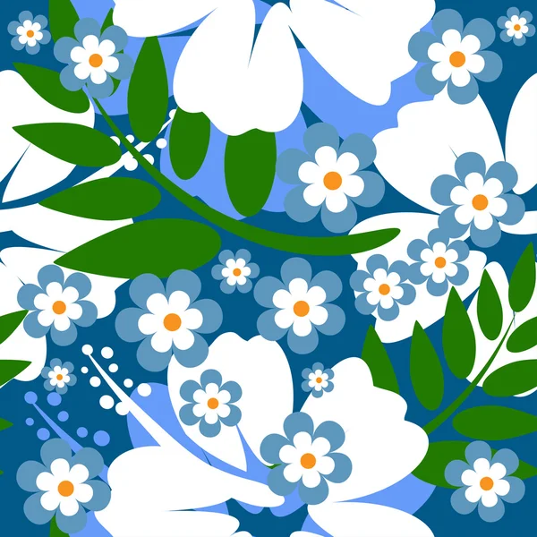 シームレスなハイビスカスの花の背景 — ストックベクタ