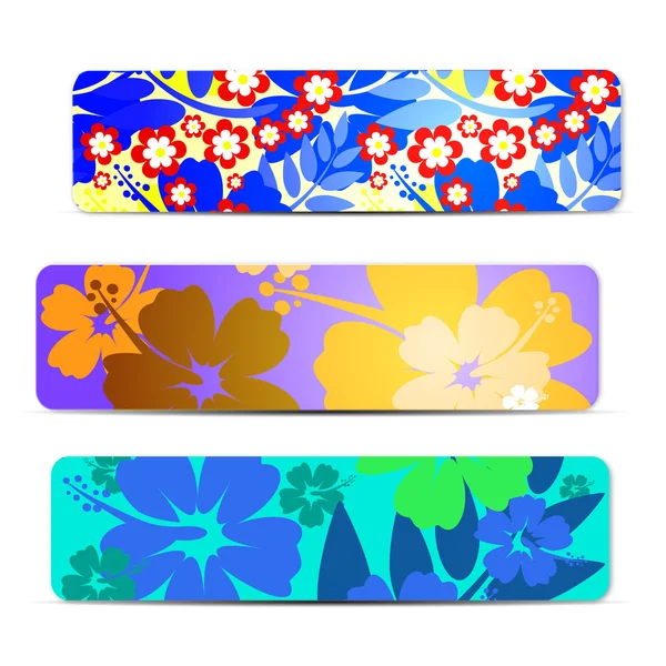 Absztrakt színes Hibiszkusz virág bannerek készlet, design — Stock Vector