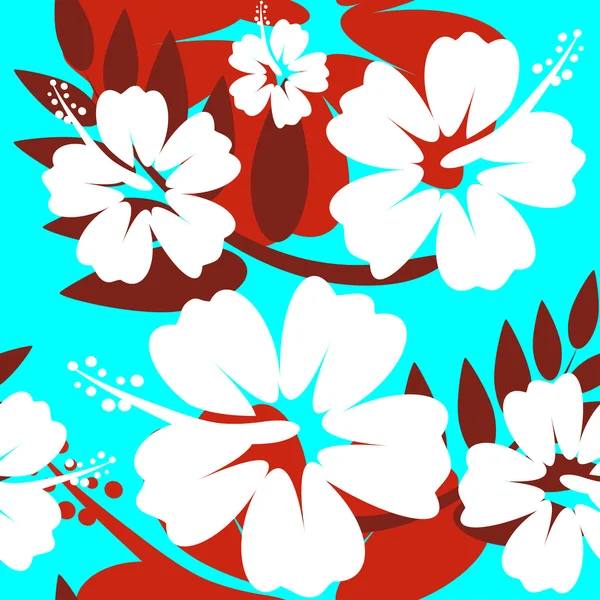 Fondo de flor de hibisco sin costuras — Vector de stock