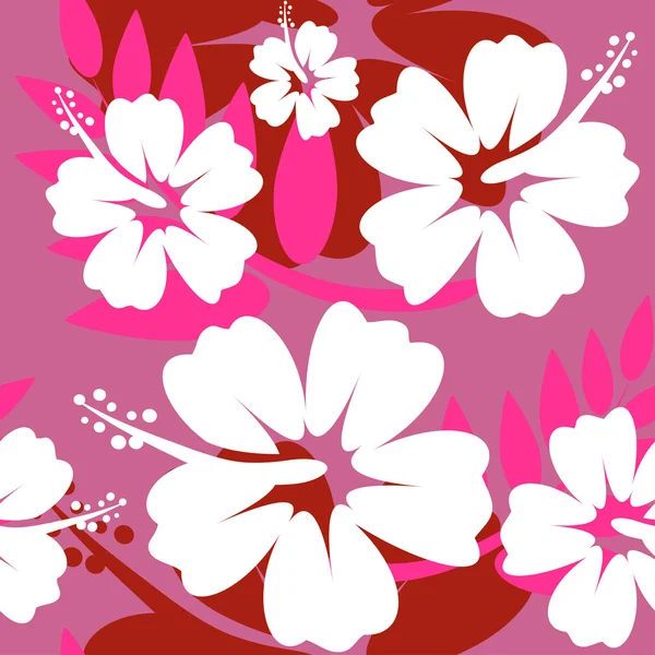 Naadloze hibiscus bloem achtergrond — Stockvector