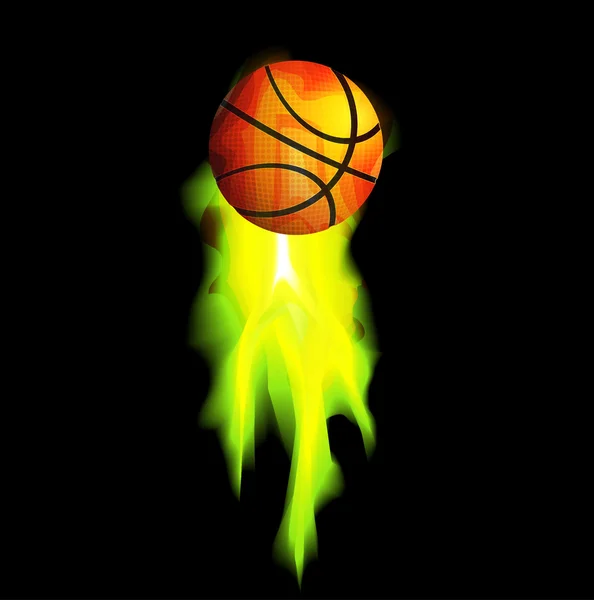 Flaming basketball — Stock Vector